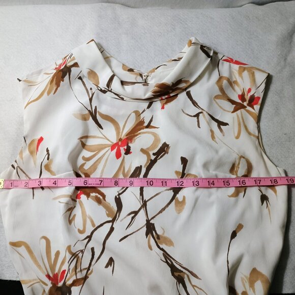 EUC: Vintage 60s R&K Originals White Floral Dacron A-Line Dress Size 16 - Picture 5 of 10